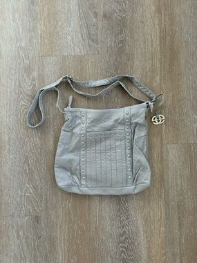 RED by Marc Ecko Light Gray Studded Leather Crossbody Bag